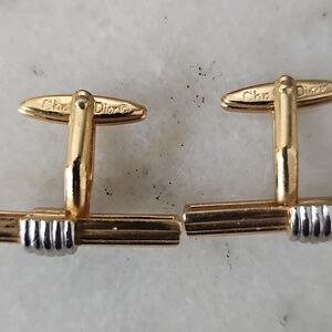 Christian Dior Gold and Silver Tone Cuff Links